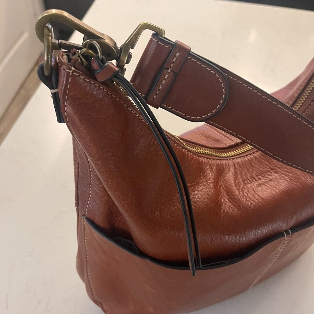 MARGO Cognac / Caramel / Camel Genuine Leather Hobo Bag Purse - Picture 10 of 16